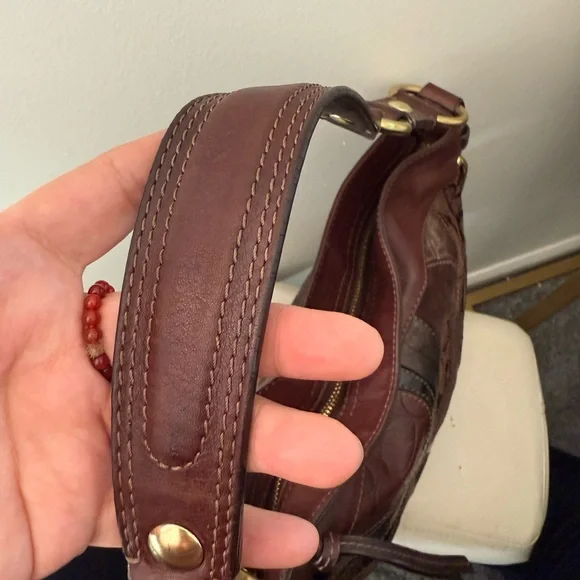 Coach Zoe Patchwork Leather Hobo Shoulder Bag in Brown Suede and Leather - Picture 6 of 12